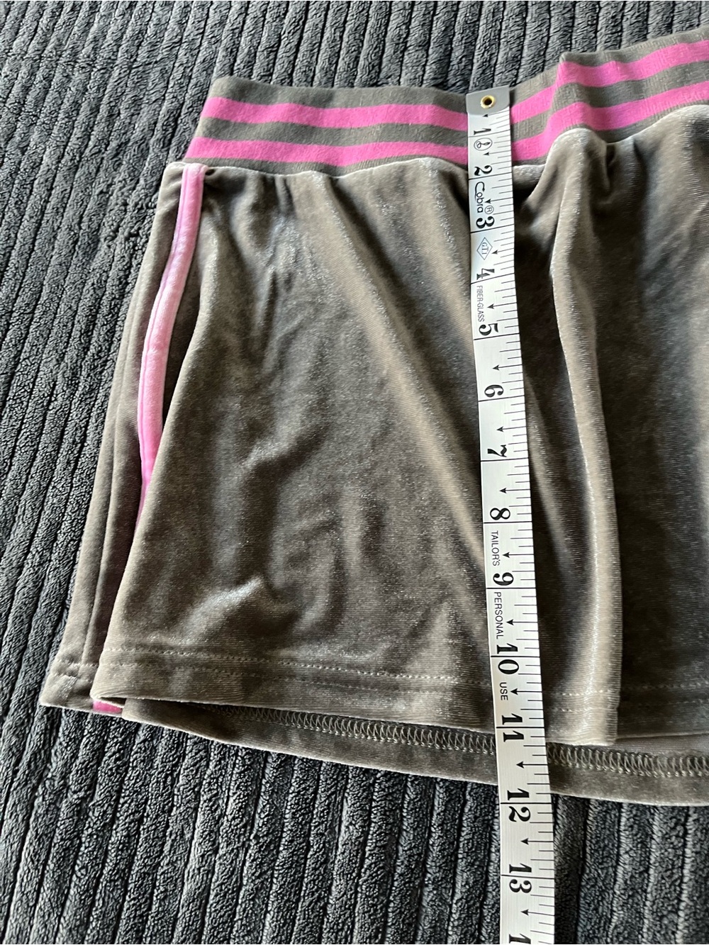 PLAYBOY + MissGuided Colab Velvet Mini Skirt with Pink Striped Waistband - Picture 7 of 8